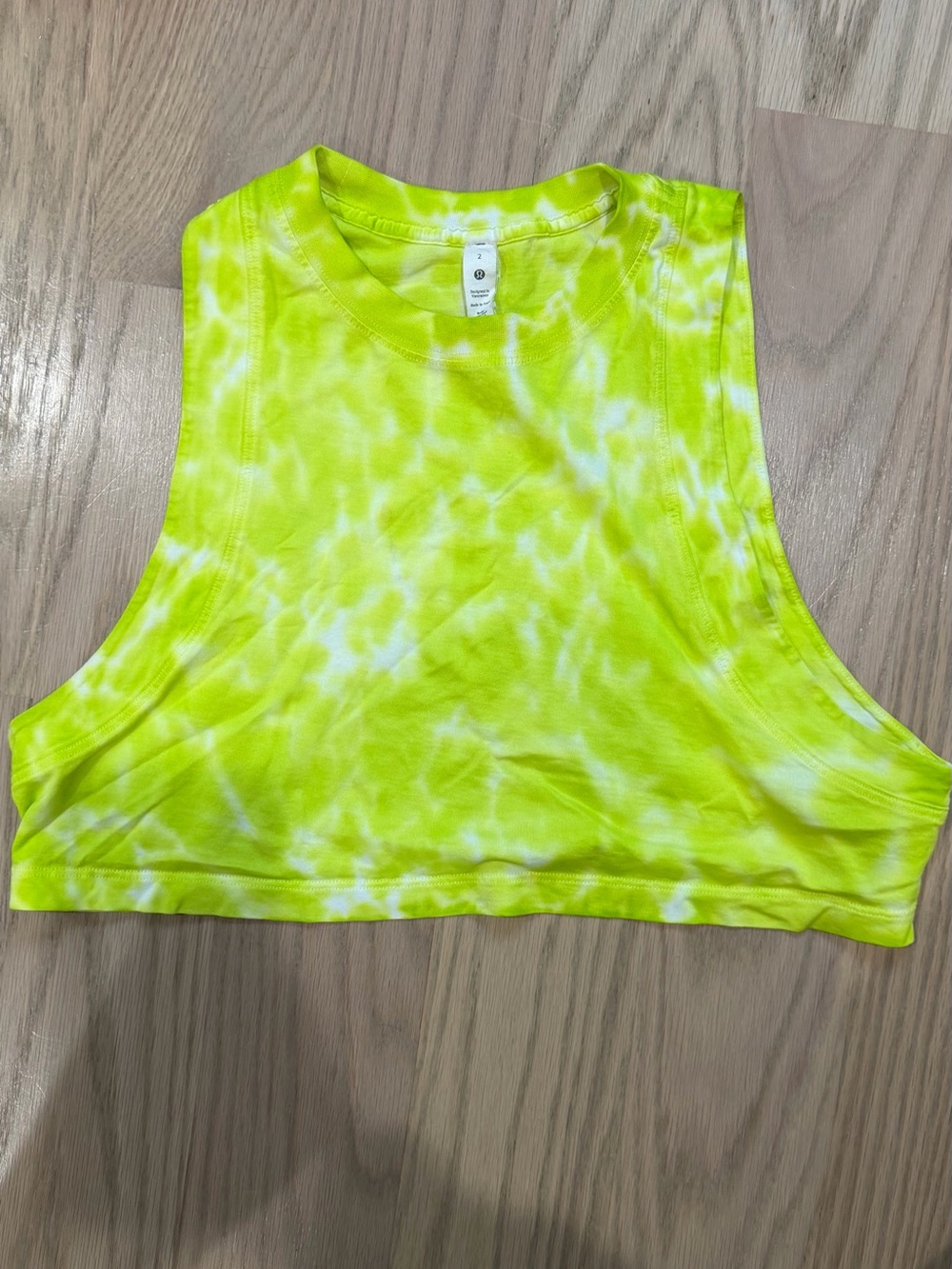 lululemon athletica Neon Yellow Tie-Dye Crop Tank